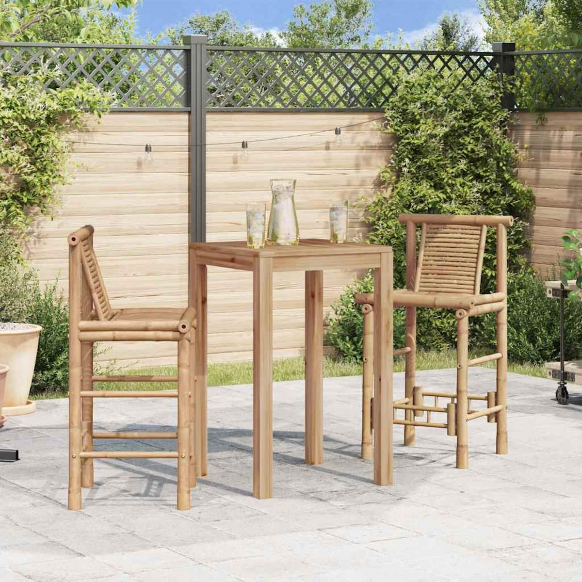 BARHOCKER 2er set Bambus - Braun, Naturmaterialen (53/102/45cm) - vidaXL