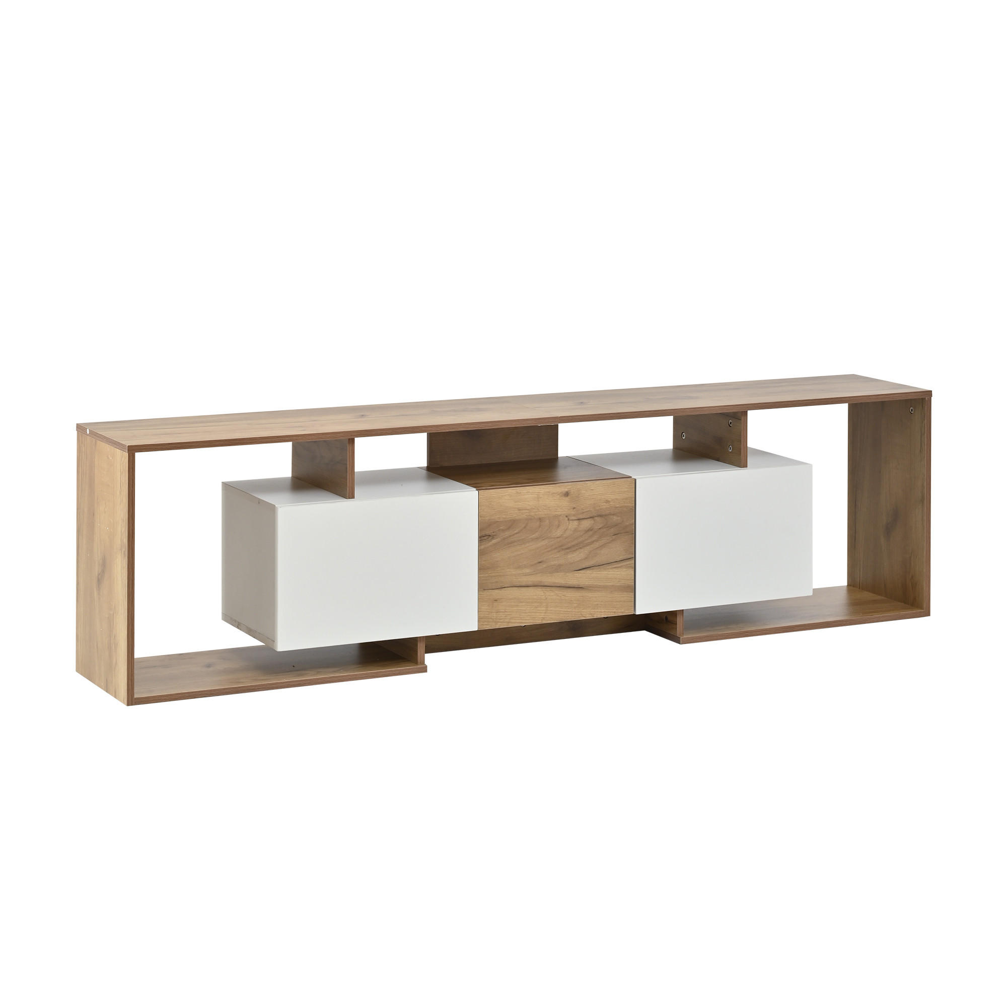 TV-ELEMENTLOWBOARD 180x30x49cm WeißNaturholz für 85ZollTV PushtoOpen - Naturfarben, Holz (39.5/16/99.01cm) - Raelunyi