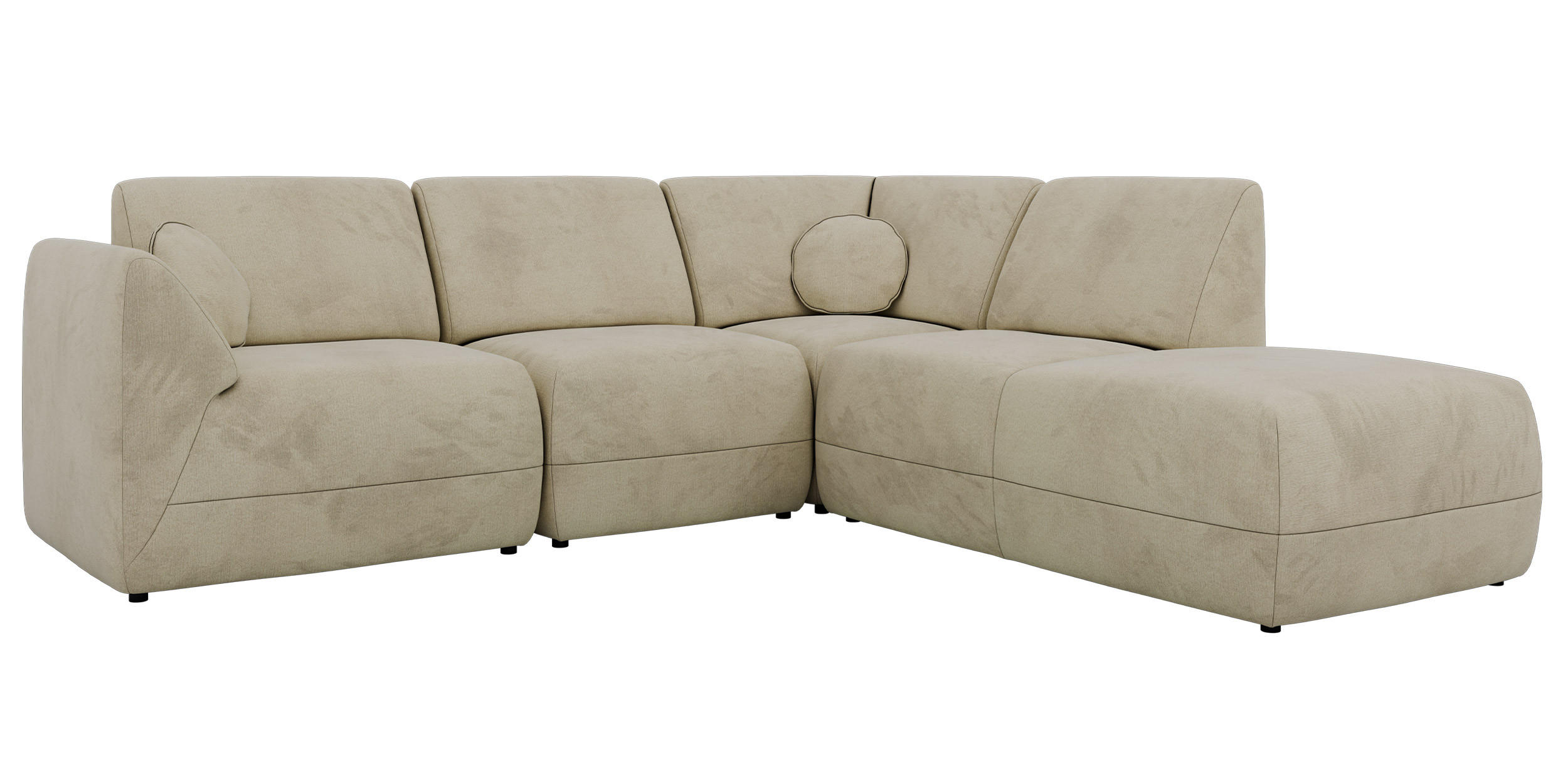 ECKSOFA NOARA 5M L Beige Velvet - Rechts - Beige/Schwarz, Kunststoff/Textil (267/244cm) - MKS