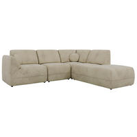 ECKSOFA NOARA 5M L Beige Velvet - Rechts - Beige/Schwarz, Kunststoff/Textil (267/244cm) - MKS