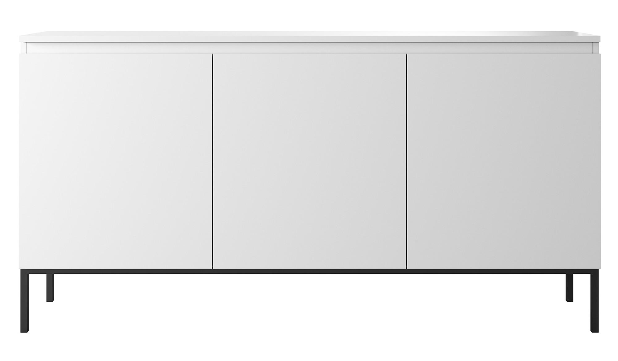 SIDEBOARD Bemmi Weiß mit schwarzen Beinen 3-türig 150 cm - Schwarz/Weiß, Holzwerkstoff/Metall (150/77/35cm) - Selsey