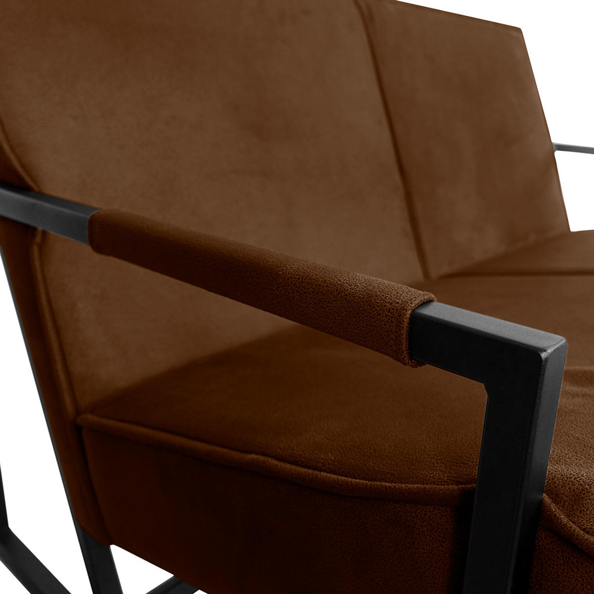 2-SITZER SOFA - Strukturstoff - Dunkelbraun, Textil/Metall (125/74/82cm) - home24