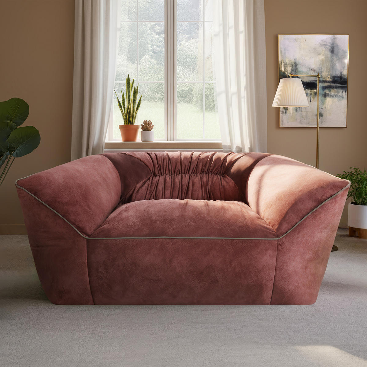LOUNGESOFA in Rosa 150cm - Rot, Textil (150/40/60cm) - Vercart