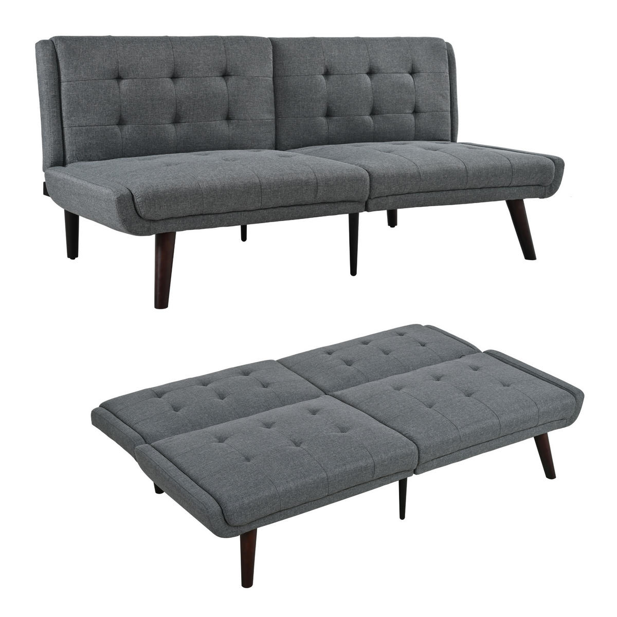 ROZKLÁDACÍ pohovka 146/89 cm šedá z lnu s 5polohovým opěradlem a funkcí lůžka - šedá, textil (51/70/157cm) - OKWISH