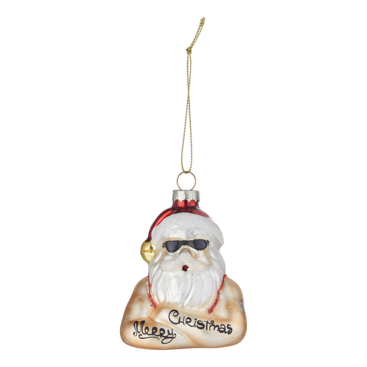 BAUMANHÄNGER HANG ON Santa mit Tattoos - Rot, Glas (5/8/6cm) - Butlers
