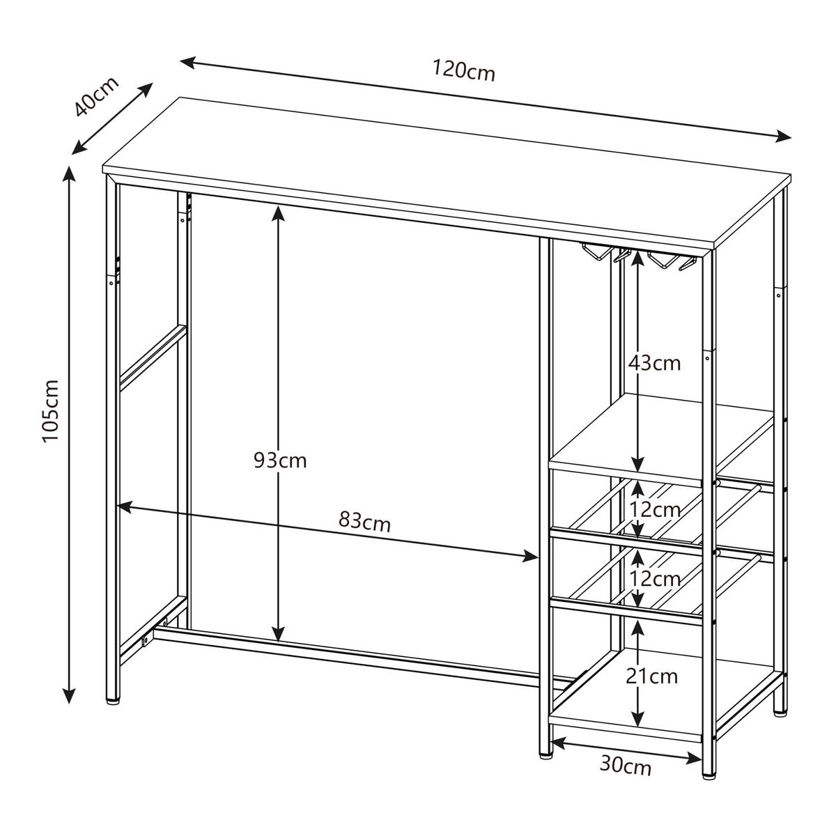 BARTISCH Stjørdal - Walnussfarben/Schwarz, Holzwerkstoff/Metall (120/105/40cm) - [en.casa]