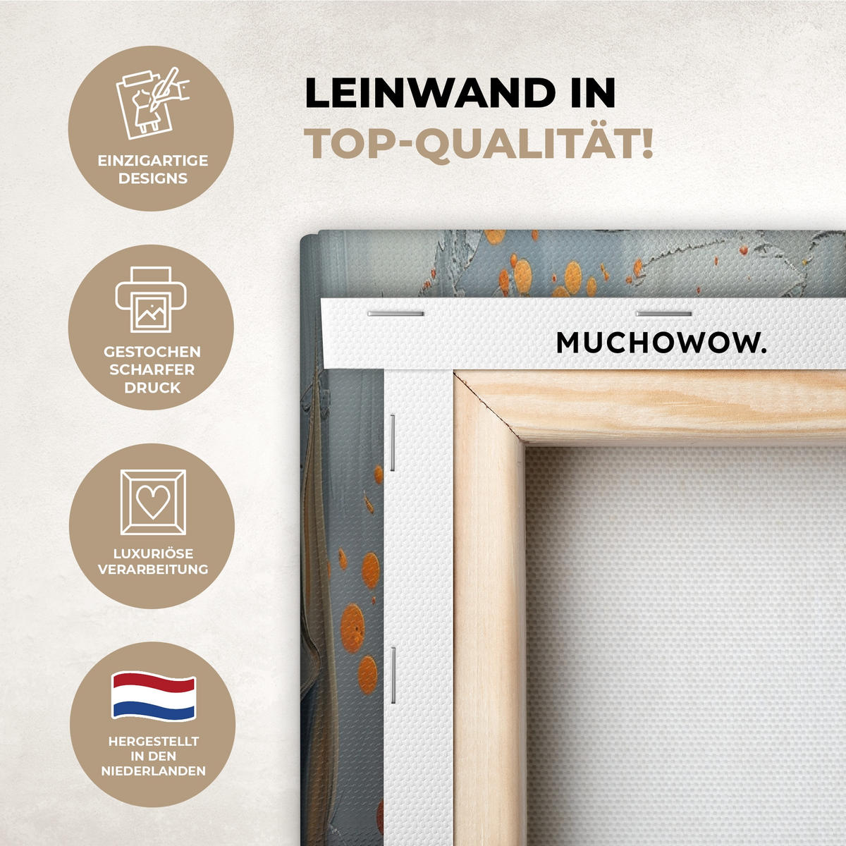 LEINWANDBILD 3er Set Blume - Gold - Abstrakt - Farbe 240x120 cm - Creme, Textil (240/120cm) - MuchoWow