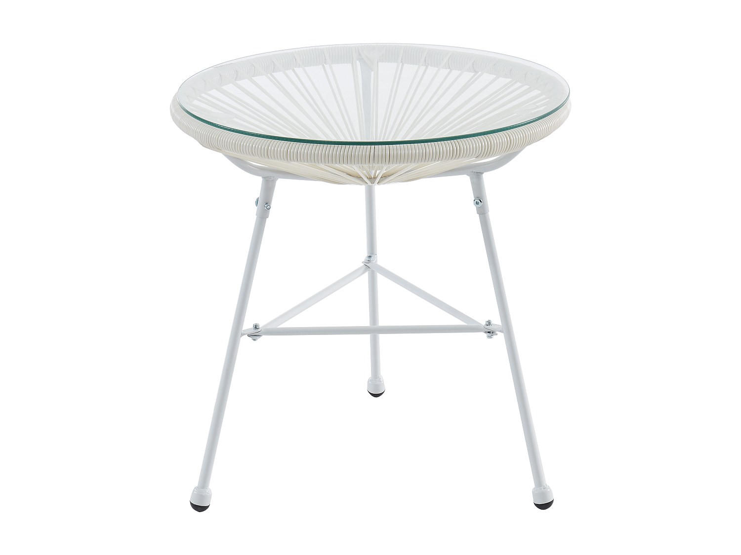 GARTENBEISTELLTISCH - 2 Personen - Harz, Glas - Weiß - - Weiß, Glas (50/50/50cm) - Vente-Unique