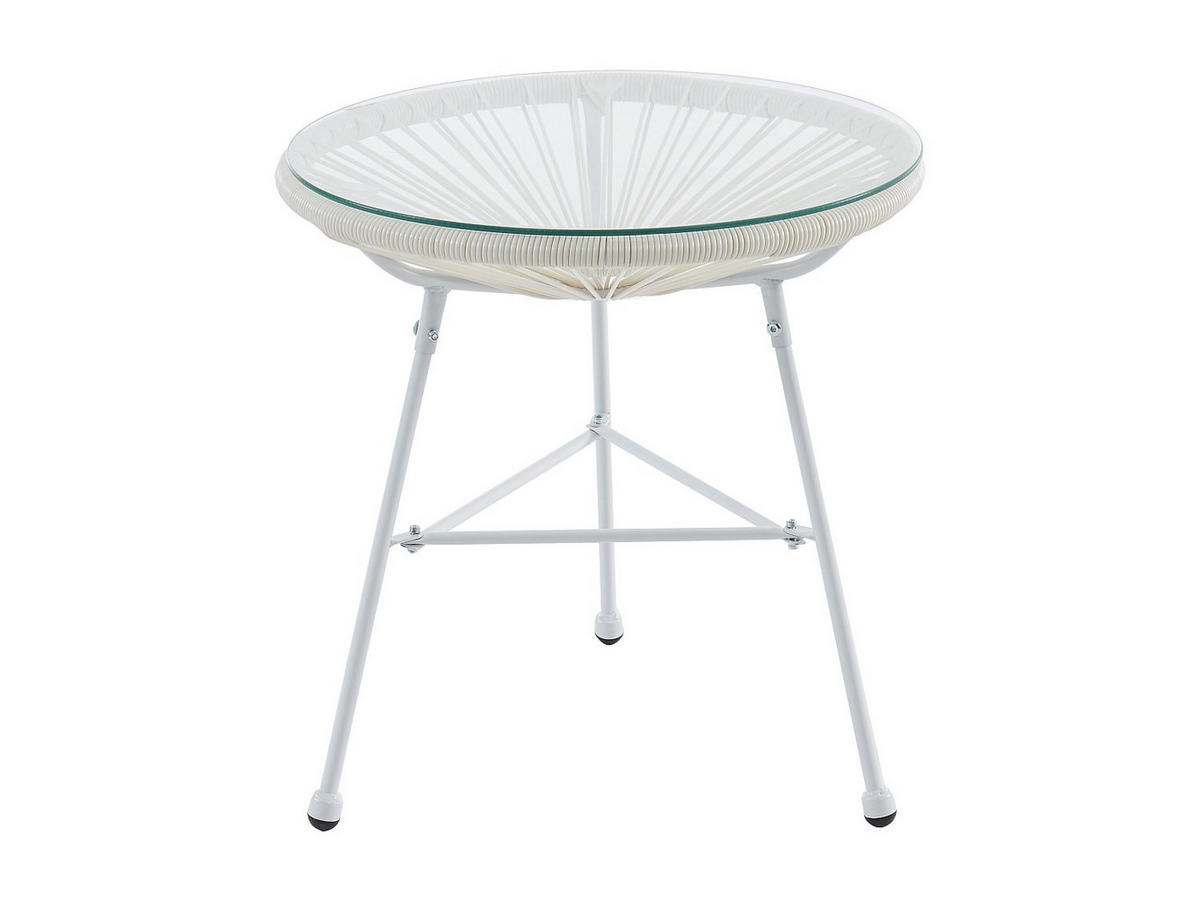 GARTENBEISTELLTISCH - 2 Personen-Sitzer - Harz, Glas - Weiß - - Weiß, Glas (50/50/50cm) - Vente-Unique