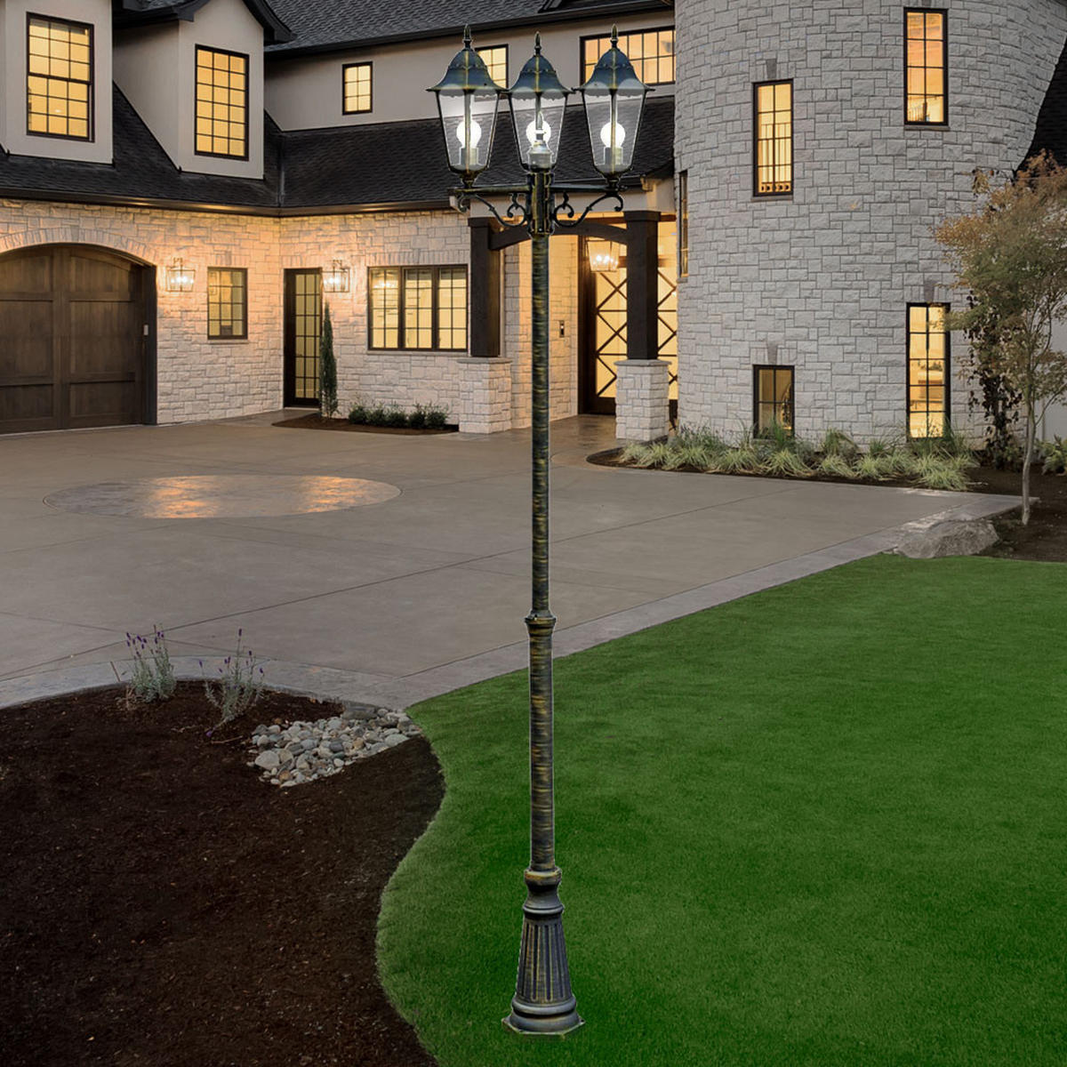 LED AUSSENLEUCHTE Kandelaber Bronze Glas - Bronzefarben, Glas (55/58/220cm)