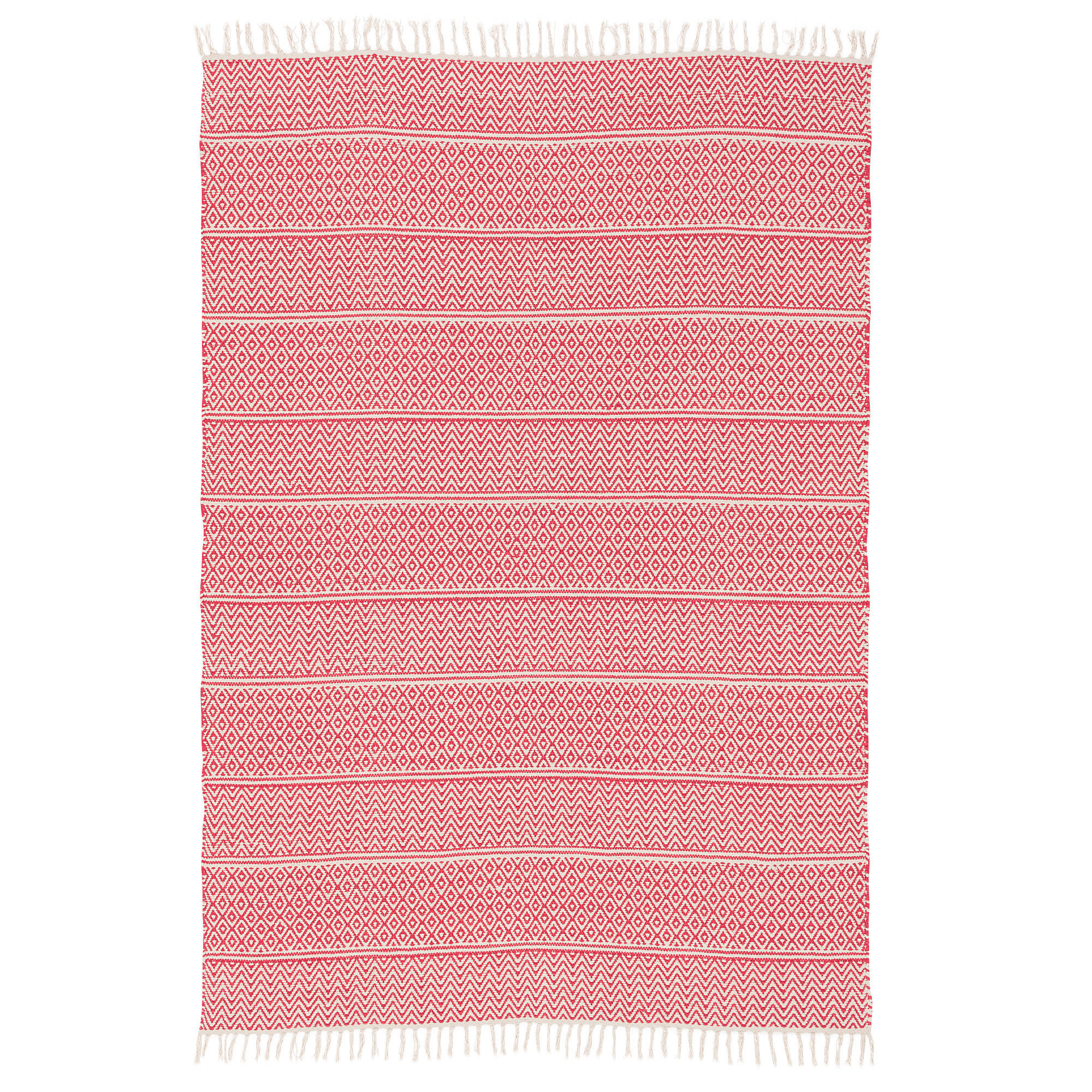 BAUMWOLLE NATUR KELIM TEPPICH SANDY STRIPES - Rot, Textil (90/160cm) - Pergamon