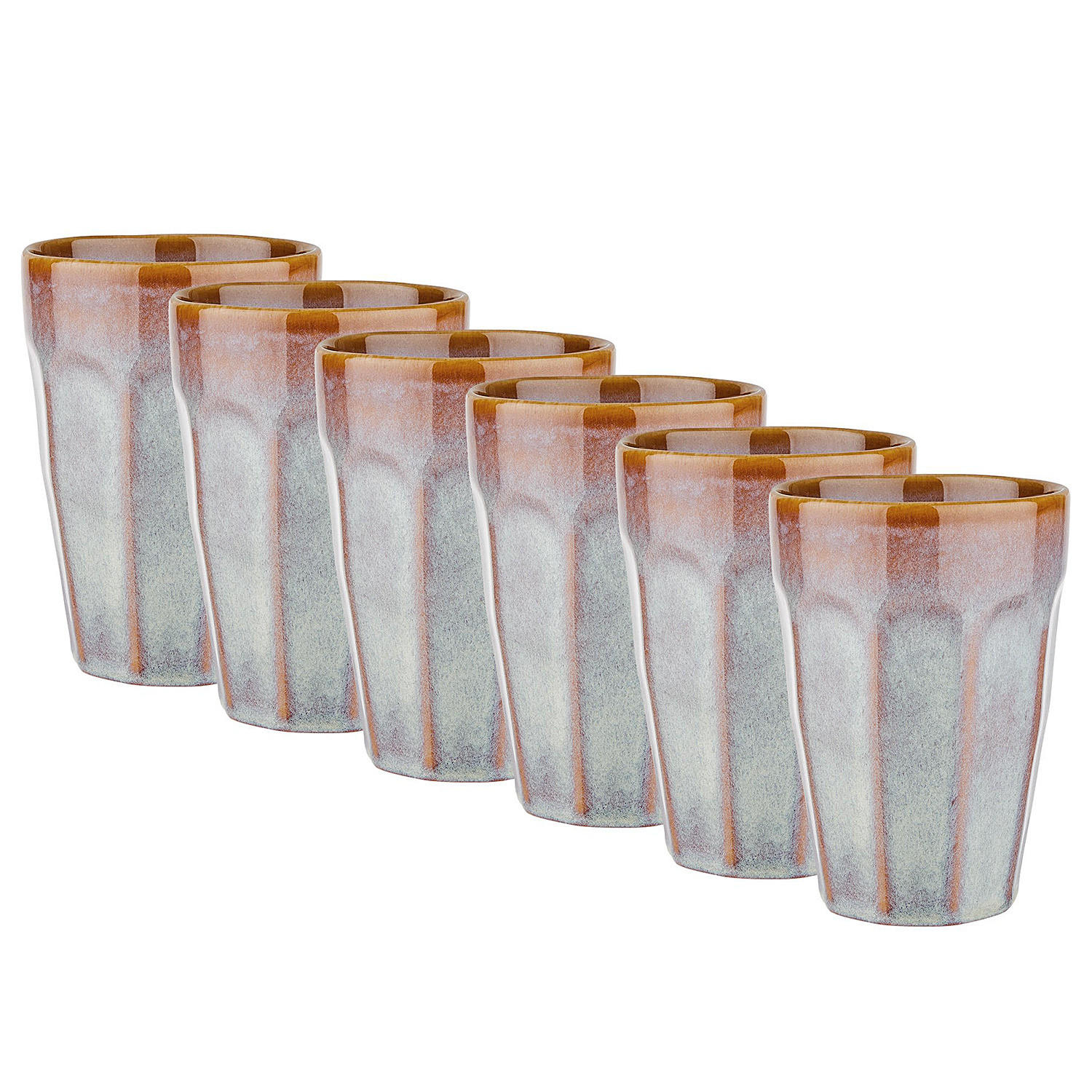 LATTE-MACCHIATO-TASSE (6er Set) Bergamo - Taupe, Keramik (0.33L) - BUTLERS