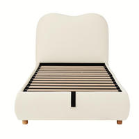 POLSTERBETT 90x200cm, Einzelbett, hydraulisch, Lattenrost, Kopfteil, Stauraum, Samt, Beige - Beige, Textil (90/200cm)