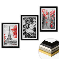 WANDBILDER 3er-Set - 20x30 cm Schwarzer Rahmen - graue Gemälde des Eiffelturms - Schwarz, Kunststoff (20/30cm) - ArtPrintCave