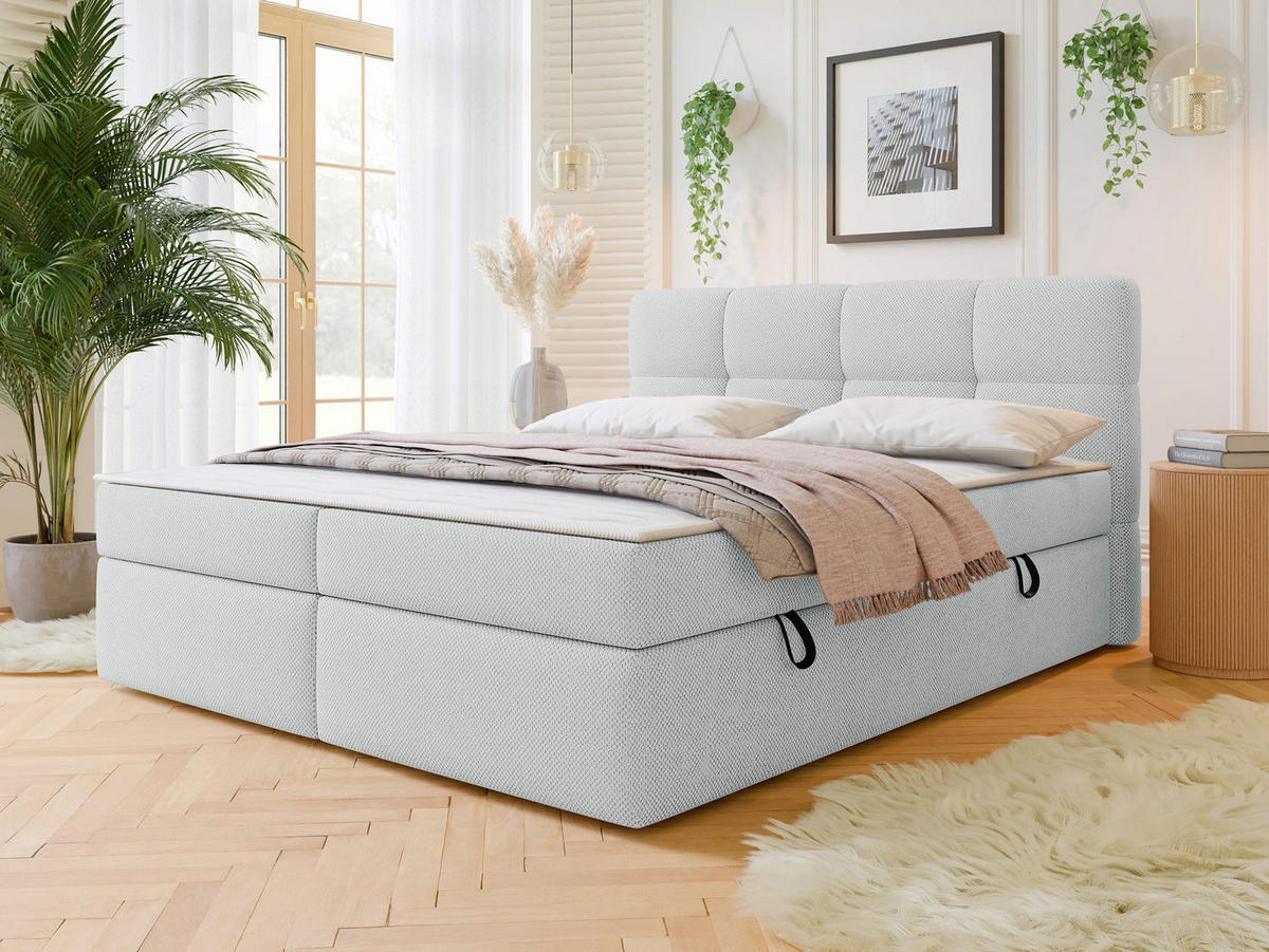 Boxspringbett hellgrau