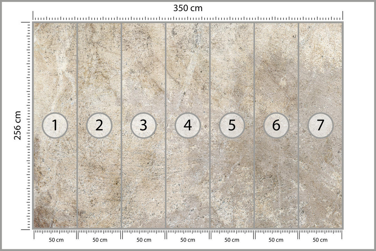 FOTOTAPETE für Wohnzimmer Mauer Beton Modern Beige Stil 350x256 - Beige/Braun, Papier (350/256cm) - Muralo
