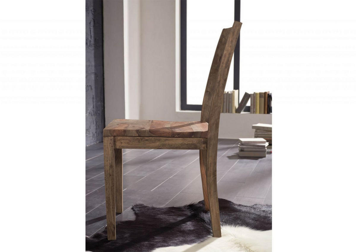 STUHL Massivholz 45 x 45 x 90 cm grau NATURE GREY #705 - Grau, Holz (45/90/45cm) - Massivmoebel24