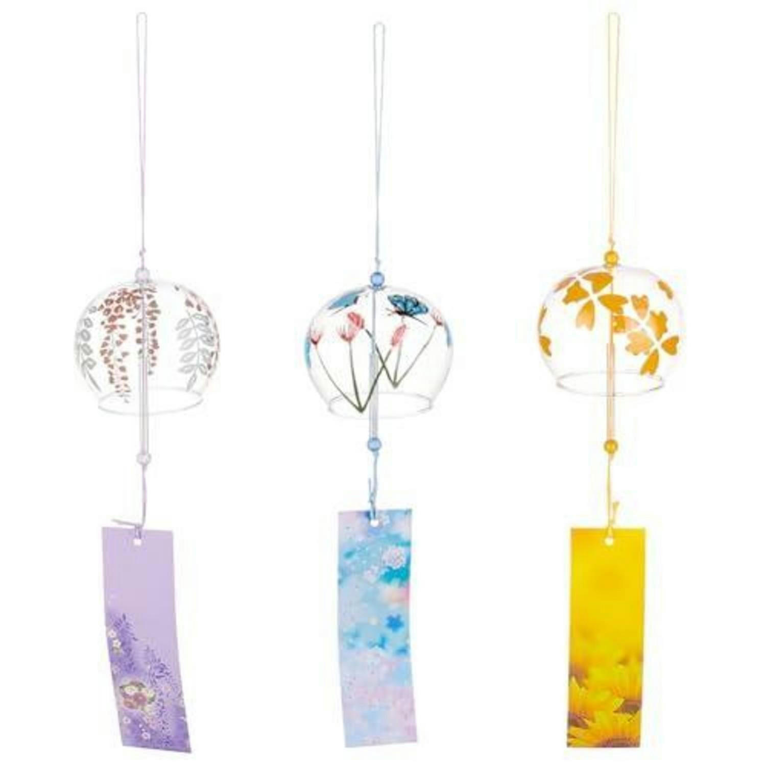 WINDSPIEL 3-teiliges Set Glas Himmelblau Gelb Violett - Multicolor, Glas (39.5/8/6cm)