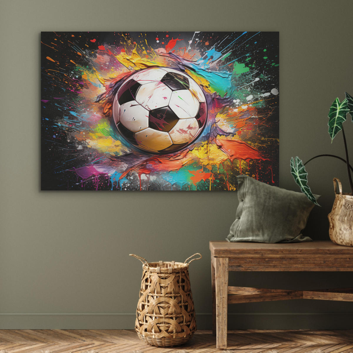 AKUSTIKPANEEL Fußball - Farbe - Farben - Schwarz - Weiß 100x70 cm - Weiß, Textil (100/0.9/70cm) - MuchoWow