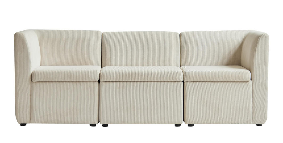 SOFA Samt Beige - Beige, Textil (180/68/60cm) - Nordlys