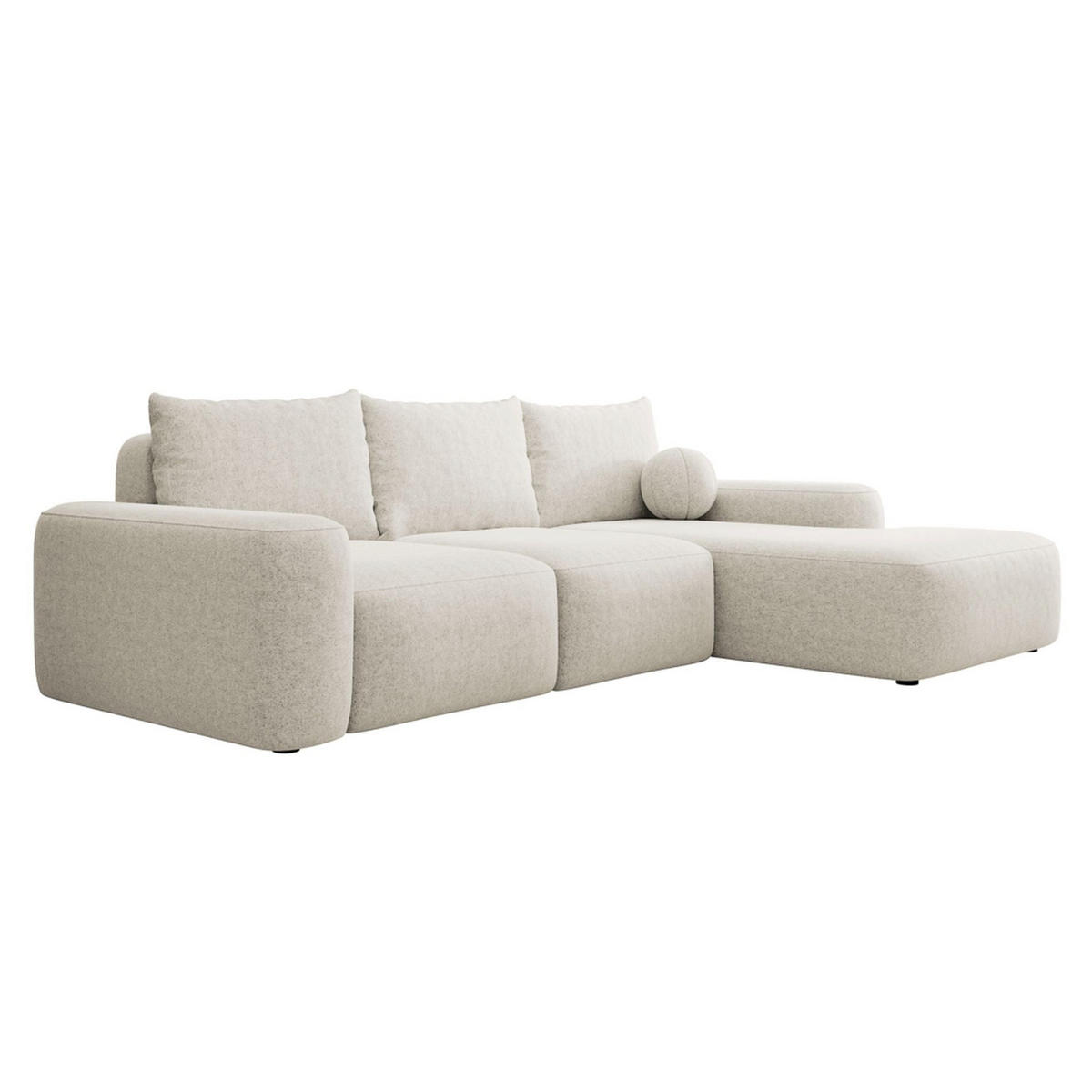 ECKSOFA Carnos mit Ballkissen, Creme Chenille, rechtsseitig - Creme/Schwarz, Kunststoff/Textil (162/264cm) - Selsey