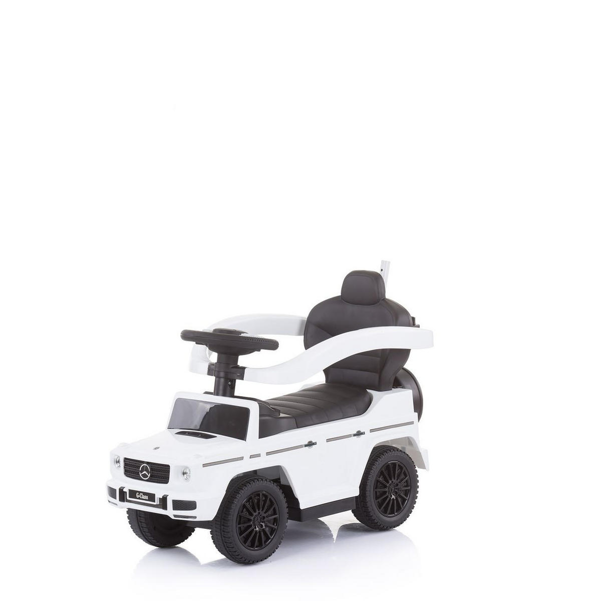 RUTSCHER Mercedes Benz G350d 2 in 1 weiß 2 in 1 Schubstange Dach Musik, Trittstufe - Weiß, Kunststoff (85/40/95cm) - Chipolino