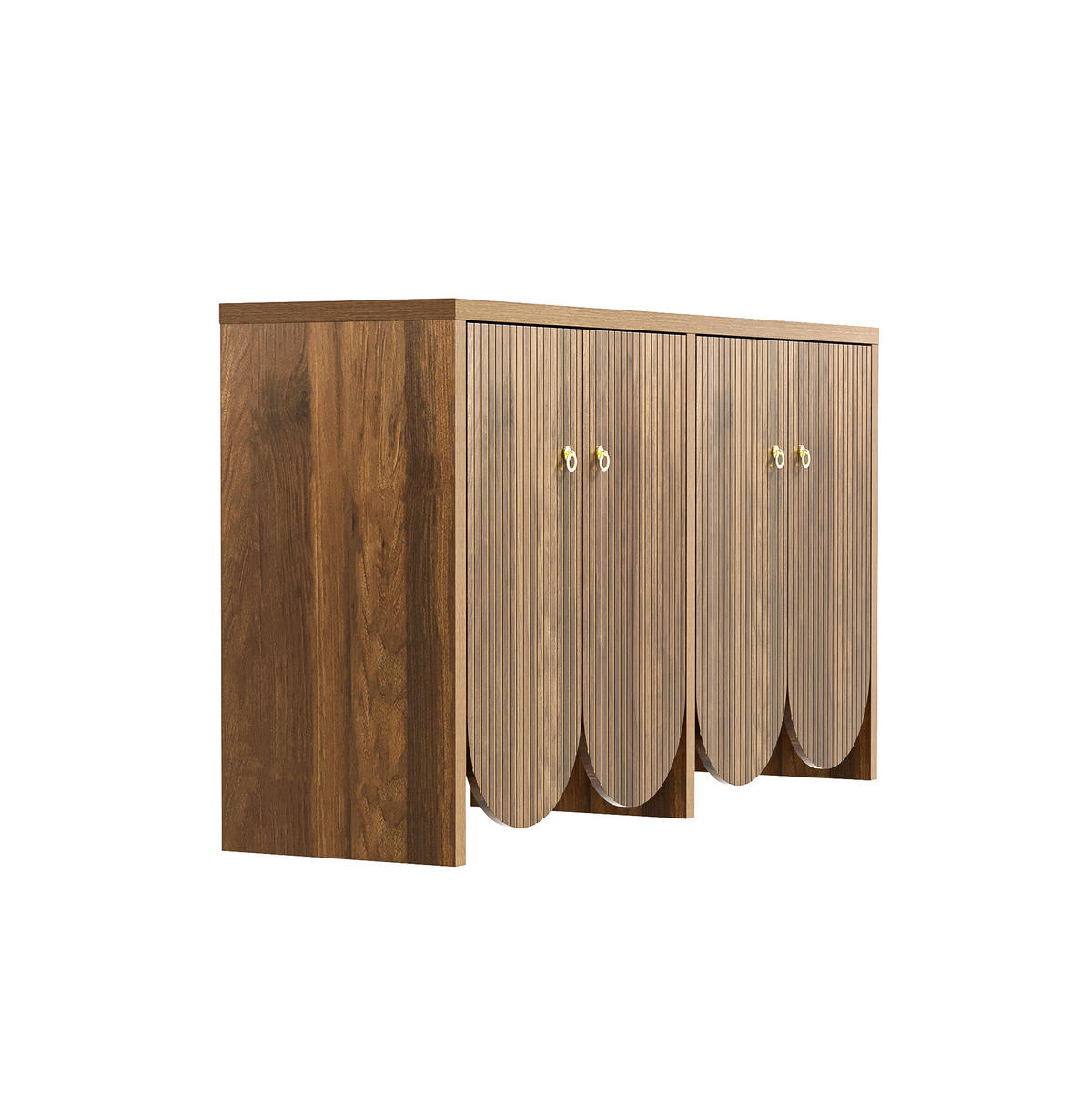 KOMMODE aus MDF 147x40x80cm in Walnussoptik mit 4 Türen - Walnussfarben, Holzwerkstoff (147/80/40cm) - Modfu