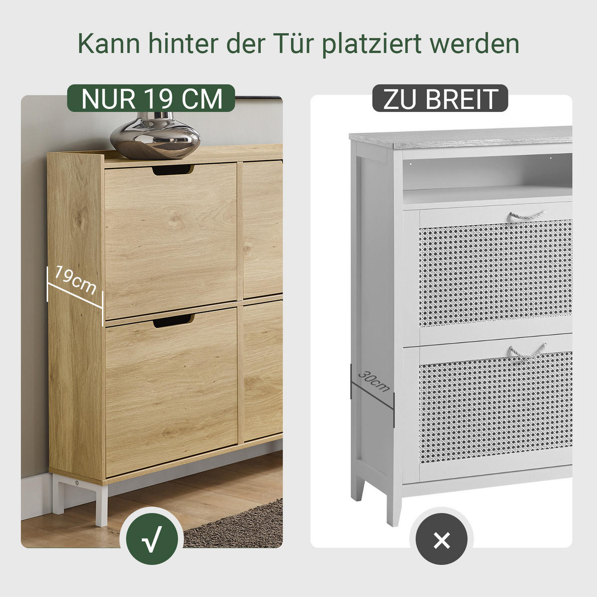 SCHUHSCHRANK Natur - Naturfarben, Holzwerkstoff/Metall (100/90/19cm) - SoBuy