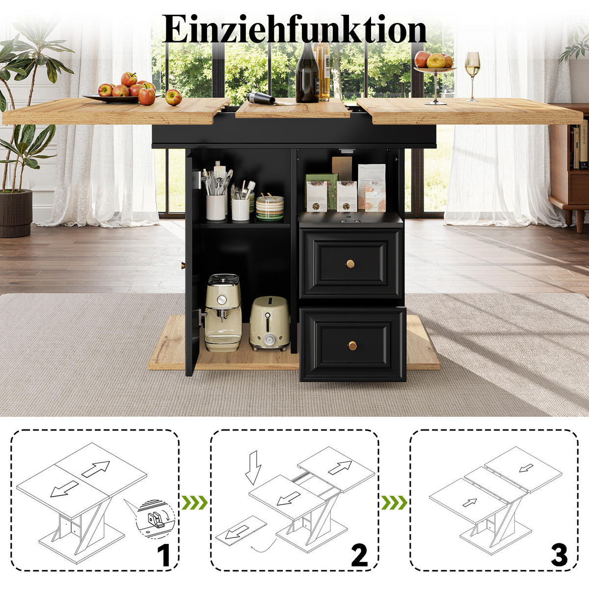 AUSZIEHTISCH Naturholzfarben 110-140/80/75 cm - Naturfarben, Holz (80/110/75cm) - PANGIVO