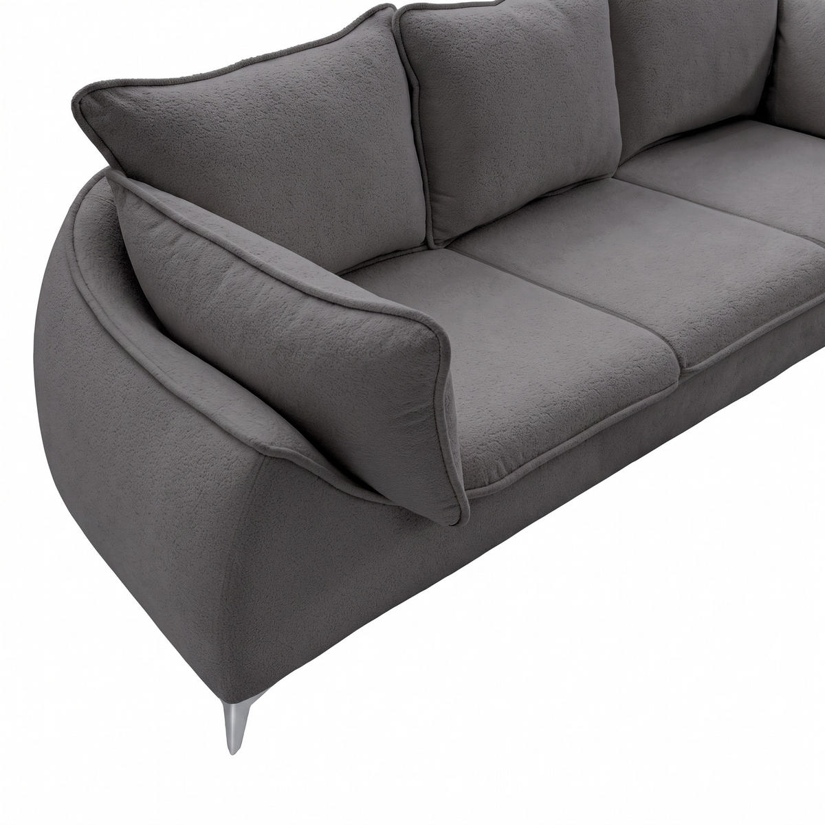 3-SITZER Sofa MELANI 252 cm Velours Anthrazit - Chromfarben/Anthrazit, Holz/Textil (252/90/88cm) - Muffo
