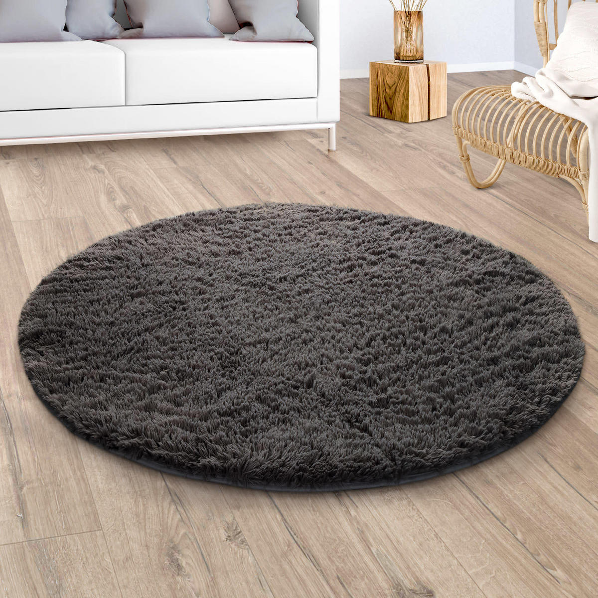 HOCHFLORTEPPICH 120/120 cm Silky 591 - Anthrazit, Kunststoff (120/120cm) - Paco Home