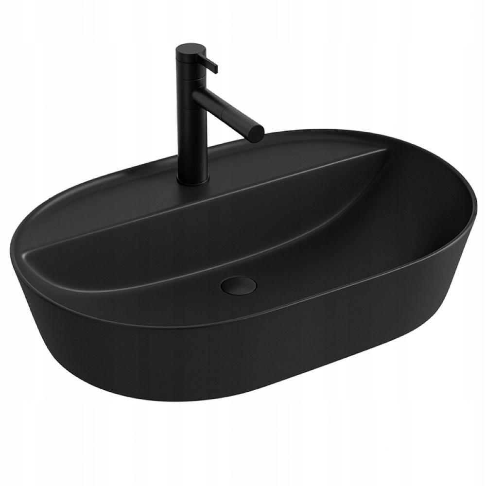WASCHBECKEN, schwarz 60/40/12 - Schwarz, Keramik (40/12/60cm)
