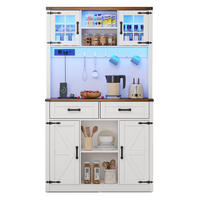 BARSCHRANK aus MDF 100x40x172 cm Braun/Weiß mit LED-Beleuchtung, Steckdosen, USB- und Typ-C-Anschluss - Weiß/Braun, Holzwerkstoff (100/172/40cm) - IVMEU