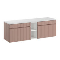 WASCHBECKENUNTERSCHRANK - 140cm x 46cm - MDF - puderrosa, weiß - SATARA - Pink, Holz (140/46/46cm) - Vente-Unique