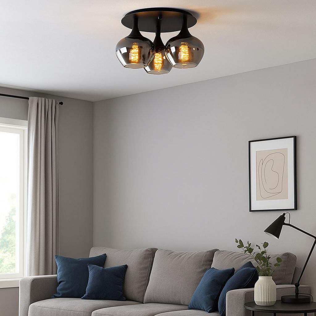 Thumbnail - Globo Lighting Led, Schwarz, Glas, Rund, 45x25.5x45 cm, Lampen & Leuchten, Innenbeleuchtung, Deckenleuchten