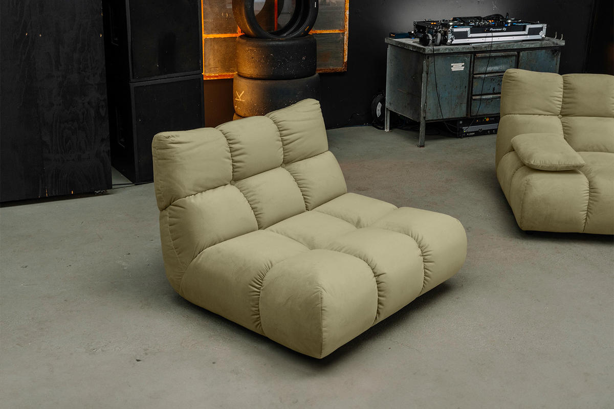 DREHSESSEL VIVIEN Grün Velvet Drehbar (360°) - Schwarz/Olivgrün, Kunststoff/Textil (112/85/108cm) - KAWOLA