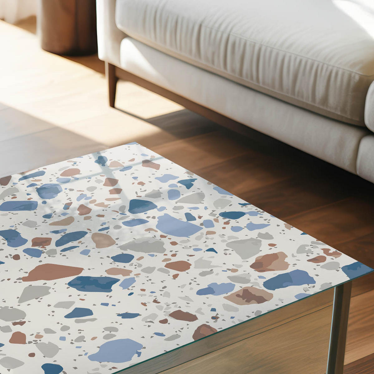 TISCHPLATTE 120x80 cm – Steinmosaik - Beige, Glas (120/80/0.4cm) - Wallfluent