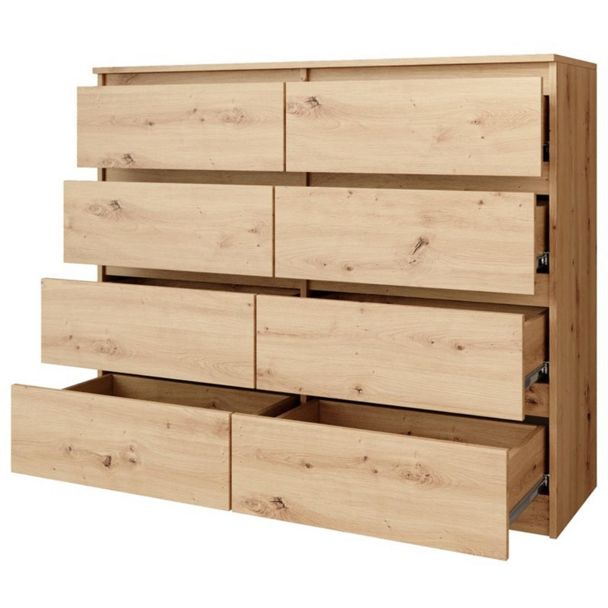 KOMMODE Look 100 cm mit acht Schubladen, eiche Artisan - Eiche Artisan, Holzwerkstoff (100/93/33cm) - Beautysofa