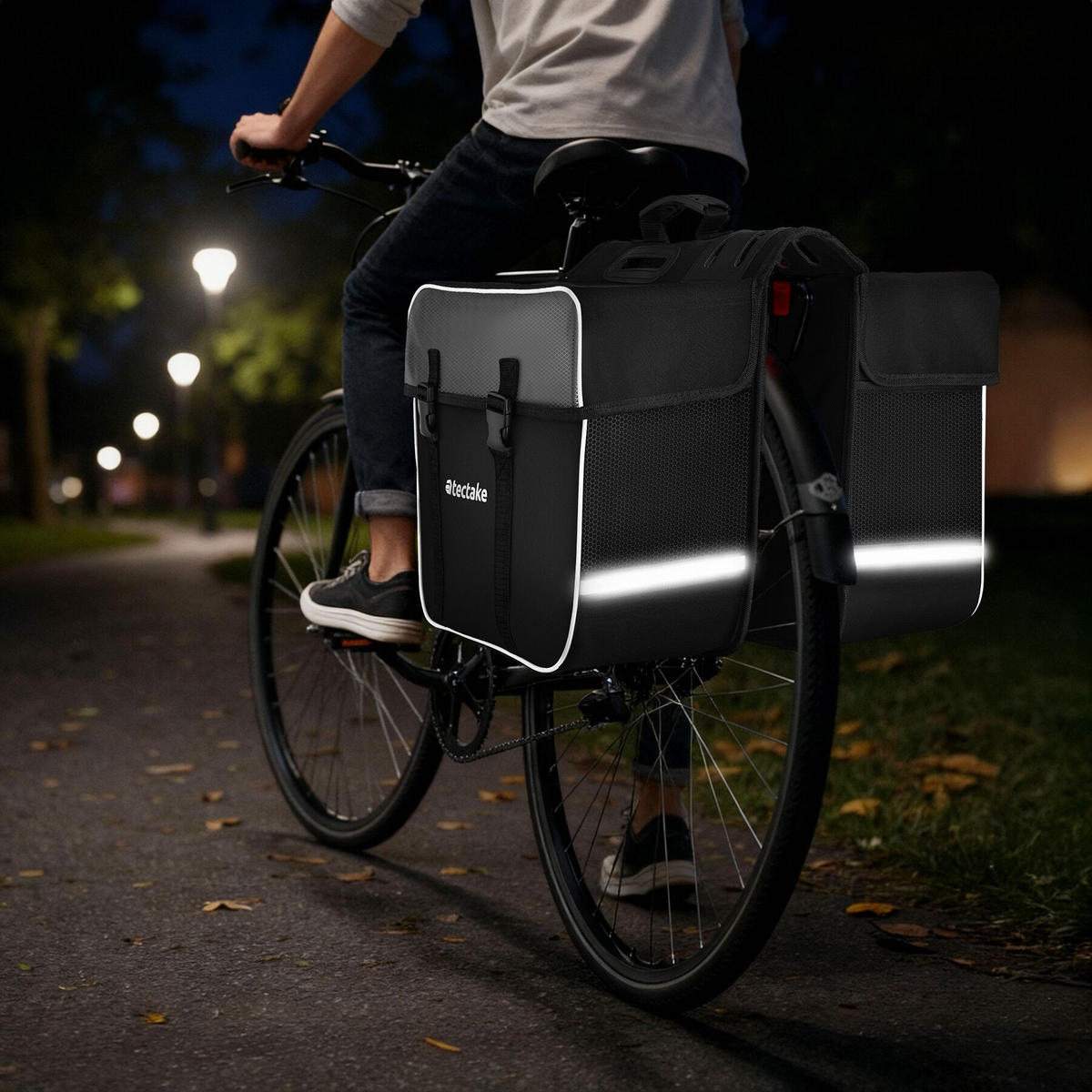 FAHRRADTASCHE Georg mit Fahrradrahmentasche, wasserabweisend und robust, schwarz/grün - Schwarz/Grün, Textil (8.5/8.5/18cm) - tectake