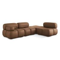 ECKSOFA Rechts Kunstleder Braun - Lila/Schwarz, Leder/Kunststoff (285/190cm) - Makamii