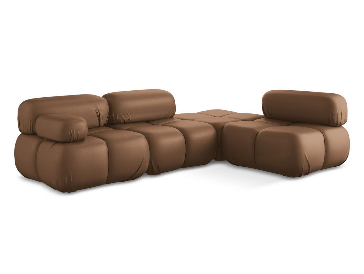 ECKSOFA Rechts Kunstleder Braun - Lila/Schwarz, Leder/Kunststoff (285/190cm) - Makamii