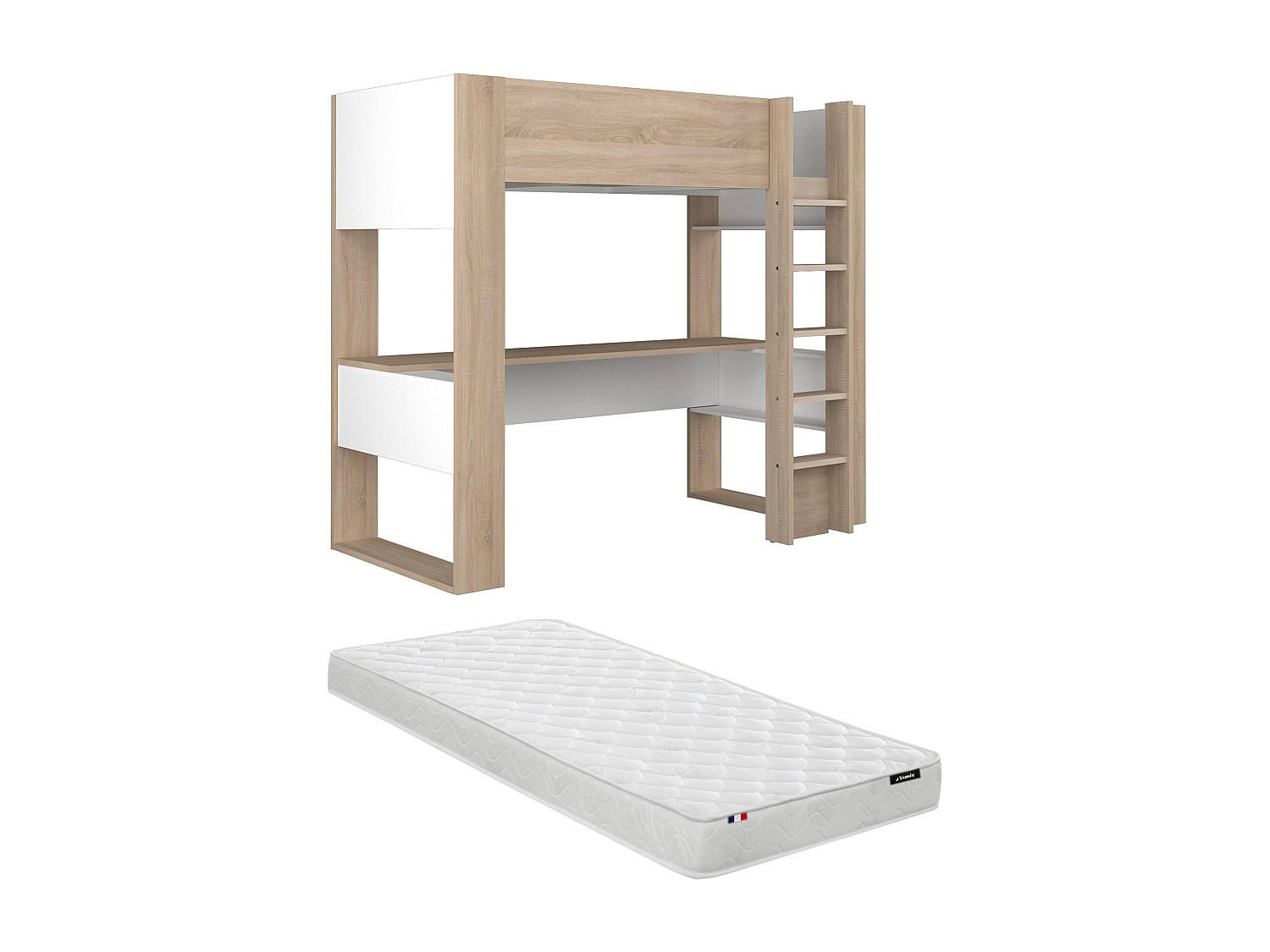 HOCHBETT - 1 -Sitzer - Holzspan - naturfarben hell, weiß - NOAH - Naturfarben, Holz (110/206cm) - Vente-Unique