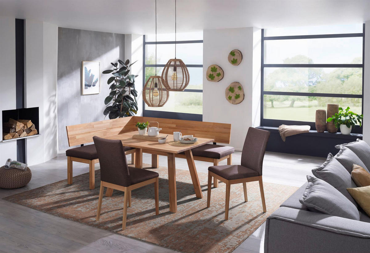 ECKBANKGRUPPE Modern Danny 1 für 7 Personen Massivholz Kernbuche/Braun - Kernbuche/Braun, Holz (155/85/194cm) - 58aufmkessel