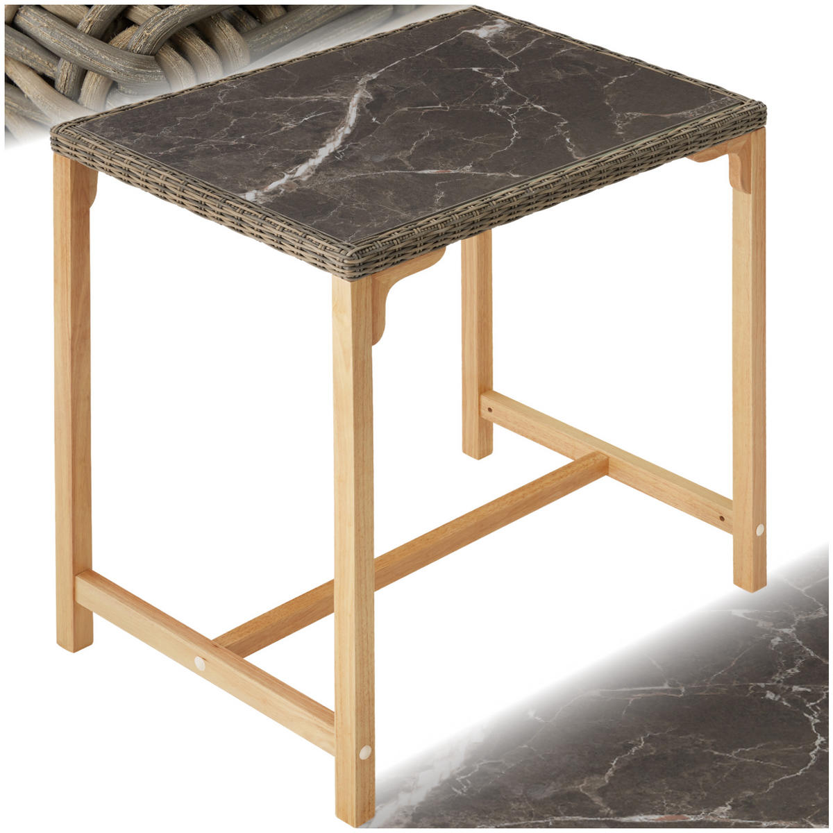 RATTAN BARTISCH Kutina,96 x 65 x 100 cm,natur - Naturfarben, Kunststoff (96/65/100cm) - tectake