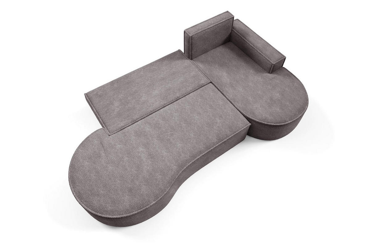 ECKSOFA Flow Grau, mit Schlaffunktion und Kissen in Abriamo Stoff, rechte seite - Grau, Holzwerkstoff/Textil (277/157cm) - Bettso