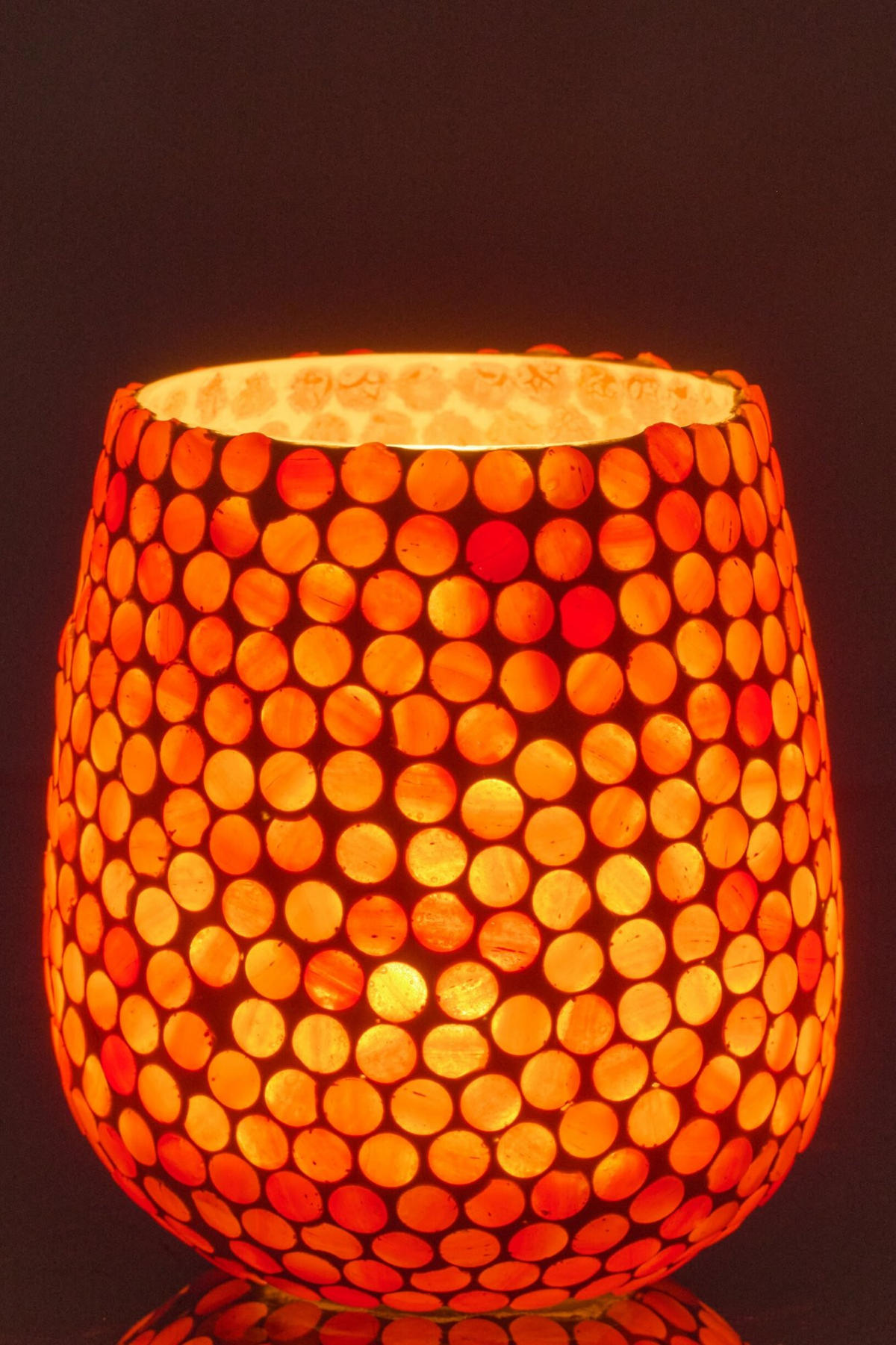 KERZENSTÄNDER MOSAIK Orange - Orange, Glas (11/12cm) - J-Line