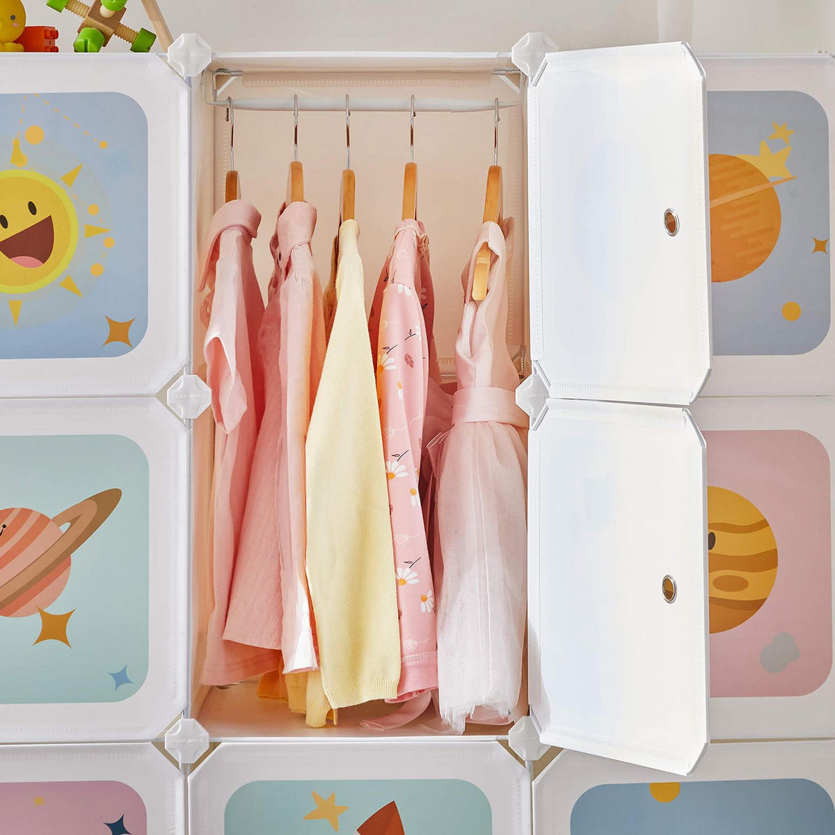 STECKREGAL REGALSYSTEM FÜR KINDER - Weiß, Kunststoff (41/123/123cm) - Hansiro