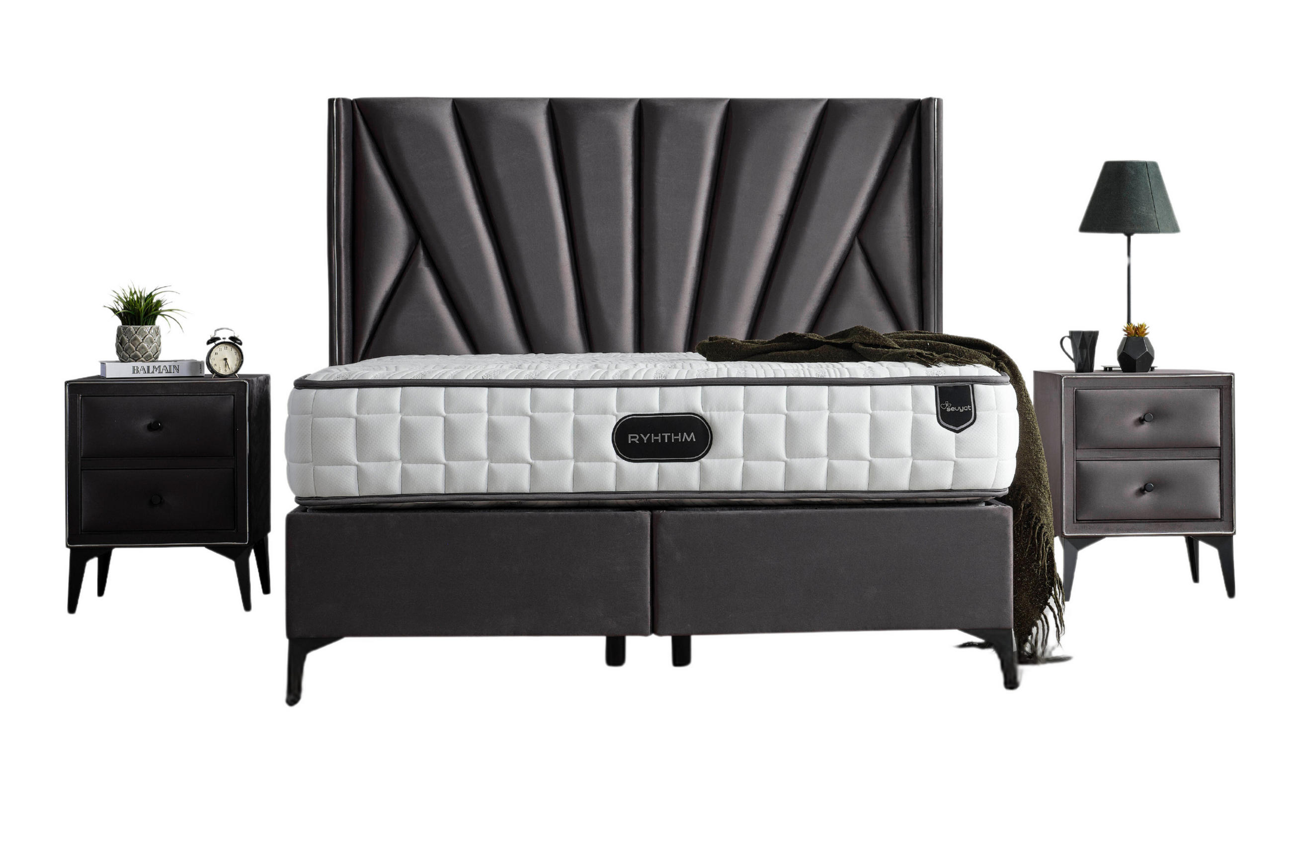 POLSTERBETT-SET Rhythm 140x200 Anthrazit - Bett inkl. Matratze - Anthrazit, Metall (140/200cm) - Villa Möbel