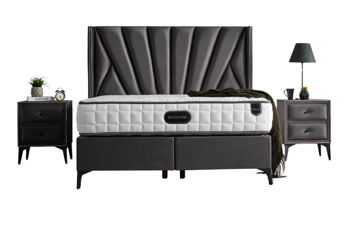 POLSTERBETT-SET Rhythm 180x200 Anthrazit - Bett inkl. Matratze - Anthrazit, Metall (180/200cm) - Villa Möbel