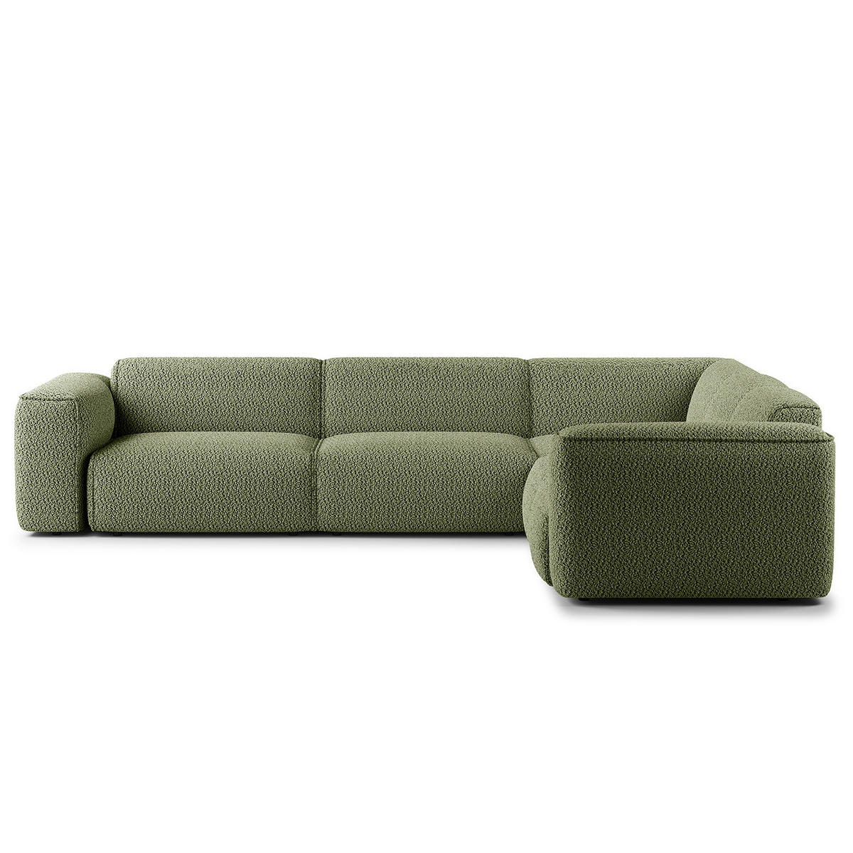 ECKSOFA mit Rundecke - Schwarz/Grün, Kunststoff/Textil (325/260cm) - home24